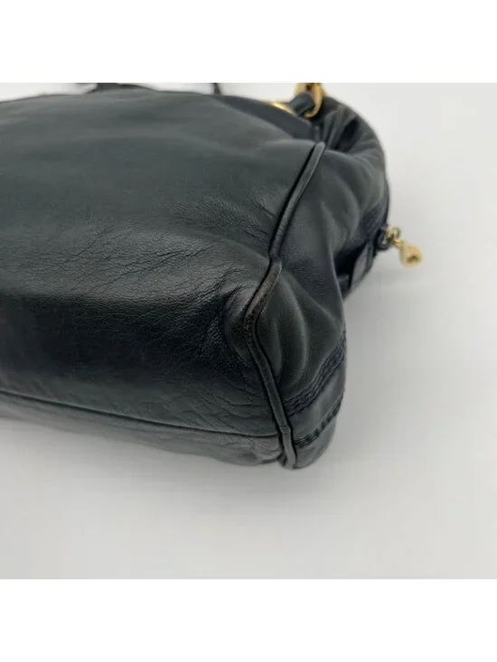 Loewe Shoulder Bag Black Anagram Embossed Nappa Leather Chain Vintage - Picture 11 of 13